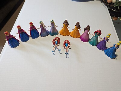 #ad Lot Of Polly Pocket Disney Princess Magic Clip Dolls Plus Dresses $37.00