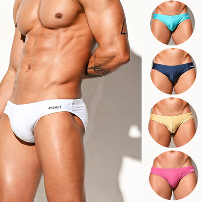 #ad Men Solid Triangle Swimming Trunks Low waist Sexy Pouch Beach Swimwear Swimsuit $10.99