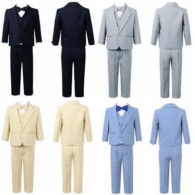 Boys Suits 5 Pieces Suit Set Blazer Vest Pants Bow Tie Formal for Wedding Party $36.79
