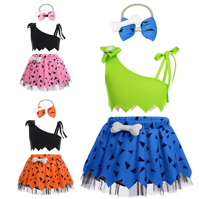 #ad Baby Girls Vest With Skirt Set Toddlers Top Skirts And Headband Suit Festival $14.99