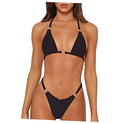 #ad Sexy Bikinis for Women 2 Piece Bikini Spaghetti Strap Swimsuits Medium Black $47.83