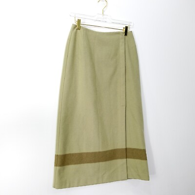 #ad VINTAGE Green Skirt Women XS Wool Midi Pencil Long Wrap Retro 90s ANNE KLEIN 2 $68.88