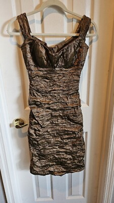 #ad Nicole Miller Bronze Keyhole Cutout Cocktail Dress Size 6 $35.00