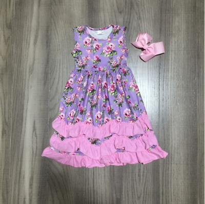#ad #ad NEW Boutique Baby Girls Purple Floral Ruffle Maxi Dress $8.50