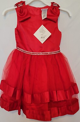 #ad Girls Fancy Holiday Party Dress Red with Jewel trim Sizes 7 10 or 12 $30.00