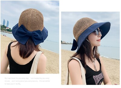 Women Floppy Sun Beach Straw Hats Wide Brim Packable Summer Cap US $13.99