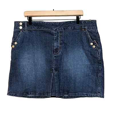 #ad Vintage U.S. Polo Assn Womens Denim Mini Skirt Size 18 Dark Wash Blue Y2K Plus $25.88