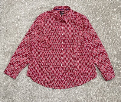 #ad Talbots Top Womens Plus Petite SIZE 16WP Red Long Sleeve Button Up Shirt $17.17
