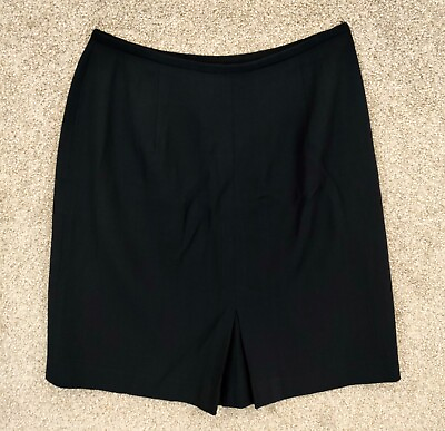 #ad Womens Career Pencil Skirt 10 Black Jones New York Slit Front Lined Wool Zip Hip $10.91