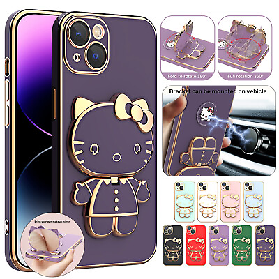 Cute Kitty Cat Kickstand Mirror Case For iPhone 14 Pro Max 13 12 11 XS XR 87 SE $10.09