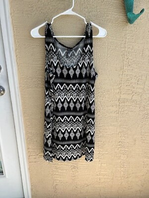 #ad #ad Pacific Beach Black White Beach Coverup Dress Size Large $14.44