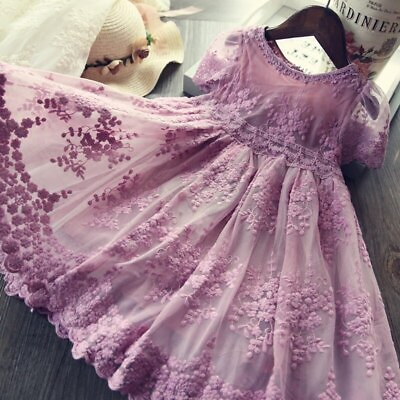 #ad Dress Casual Kids Dresses Girls Lace Wedding Gown Children Birthday School Wear $17.69