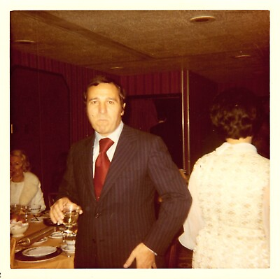 #ad Vintage Found Photo 1960s Man in Suit amp; Tie Drinks Cocktail at Party Reception $5.00