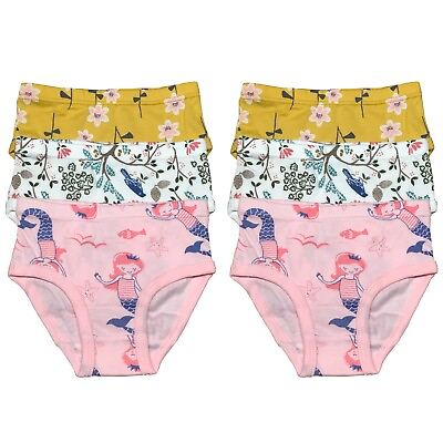 6 PK Toddler Little Girls Cotton Underwear Briefs Kids Panties Mermaid Pattern $12.99
