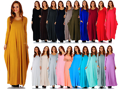 #ad Women#x27;s Rayon Span Maxi Boho Harem Long Sleeve Dress Size:Small 5X AD1076 $27.99