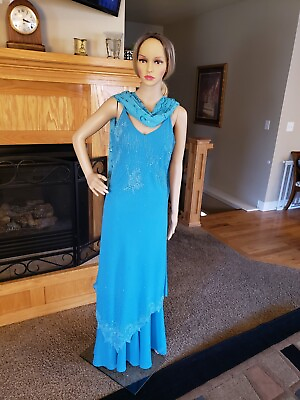 #ad #ad Formal Evening Dress Gown Let#x27;s Fashion NWT Light Blue Medium Size 8 $69.50