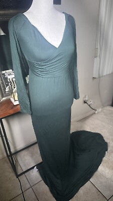 #ad Maxi dress for women Size small. Super Long Color Green 3 4 Sleeves $20.00