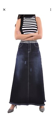#ad #ad Women#x27;s Designer Long stretch Denim Skirt $29.00