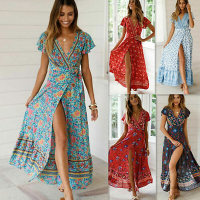 Woman Maxi Dress Plus Size Beach Kaftan Long Wrap Dress Summer Holiday Floral $10.00