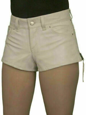 Party Cream Wear Pants Women#x27;s Leather Stylish Casual Shorts Genuine Cocktail $136.80