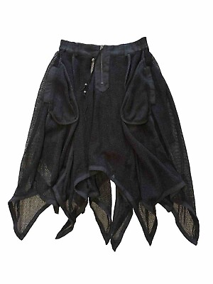 #ad Punk Rave Black M Skirt Mesh Spiked Hem Pocket Skull Goth Dark Alternative Metal $36.99