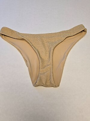 #ad NWT American Eagle Aerie Gold Sparkle Cheeky Bikini Bathing Suit Bottoms $13.99