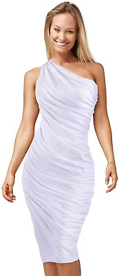 #ad HDE Women#x27;s One Shoulder Midi Cocktail Dress $61.00