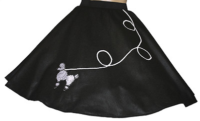 #ad Black FELT Poodle Skirt Girl Size SMALL Ages 4 6 Waist 20quot; 27quot; L 18quot; $25.95