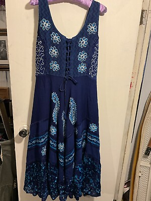 #ad Electric Blue Boho Embroidered Dress With Tags Must See Plus Size $39.00