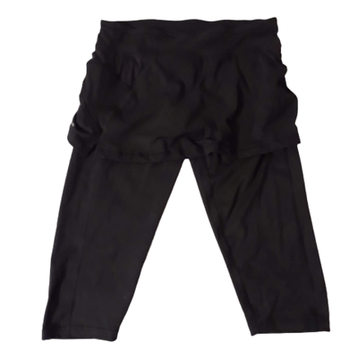 Adidas Black Skirted Leggings Capri Climalite Stretch Pull On Activewear Medium $28.70
