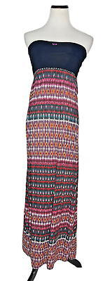 #ad Roxy Strapless Bandeau Top Boho Maxi Dress Geometric Long Women#x27;s Size L $24.65