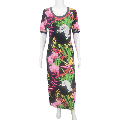 #ad GILI Trendy Tropical Colorful Print Side Slits Maxi Dress X Small Sz Modern Top $18.70