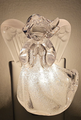 #ad #ad Praying Angel Night Light With Glitter Skirt Hands Acrylic Shimmer Guardian 2016 $18.99