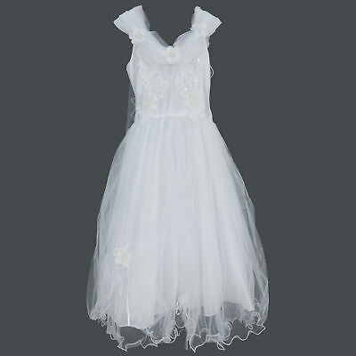 #ad Girls Princess Christmas Bridal Evening Party Flower Dress WHITE $97.95