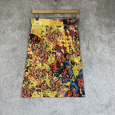 #ad Tracy Reese Skirt Womens 8 Yellow Multicolor Back Zip Knee Length 9697* $21.99