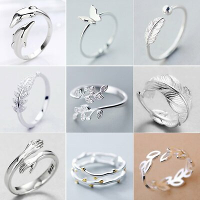 Fashion Silver Cute Feather Adjustable Ring Wedding Party Women Jewelry Gift New C $1.43