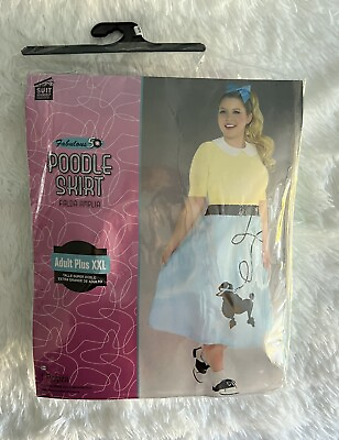 Poodle Skirt 1950’s Halloween Costume Women’s Plus Sz XXL Blue Dog $27.76