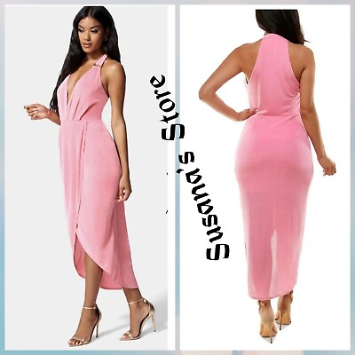 #ad NWT BEBE SLINKY ASYMMETRICAL HALTER NECK DRESS SIZE XS SEXY AND ATTRACTIVE $49.99
