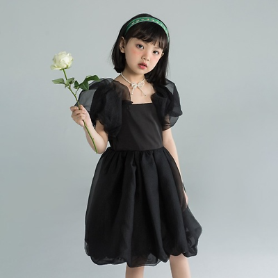#ad Summer Chiffon Dress Little Girl Puff Sleeve Princess Party Dress 4 12 Year $68.19