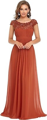 #ad Ever pretty Maxi Dress 18 Burnt Orange Lace Neck Open Back BNWT GBP 34.99