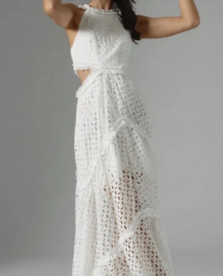 #ad Anthropologie Lace The Label White maxi dress Small New NWT Greece Cotton Halter $498.00