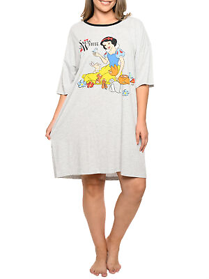 #ad Disney Plus Size Womens Snow White Sleep Shirt Nightgown Gray One Size $29.99