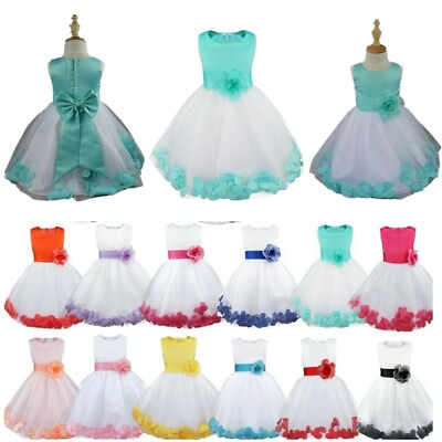 Maxi Girls Flower Princess Dress Wedding Bridesmaid Birthday Dresses Party Gown $7.99