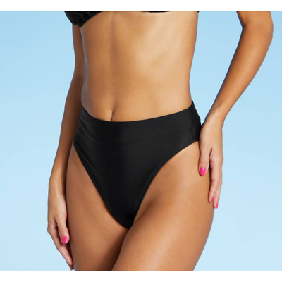 #ad Xhilaration Bikini Bottom Medium 4 6 Black High Leg High Waist Cheeky Swimsuit $9.60