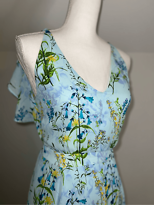 #ad Women’s Spring Summer Multicolored Chiffon Floral Flirty MIDI Dress XS $39.00
