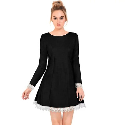 New Lace Full Sleeves Black S Short College Summer Beach Party Western Dress $14.99