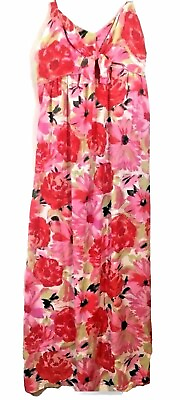 #ad PLUS SIZE WOMANS OPHELIA ROE PINK FLORAL BUST ENHANCING MAXI DRESS 1X $22.33