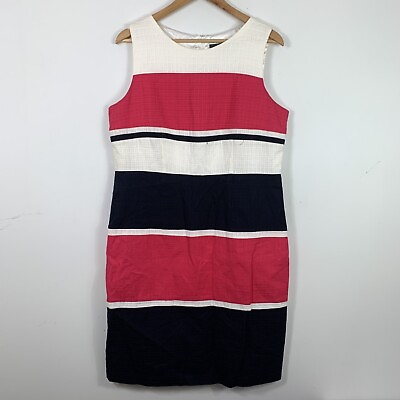 #ad #ad Liz Jordan size 14 womans sleevless midi cocktail dress pink striped AU $24.99