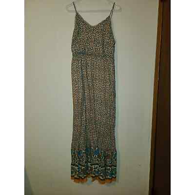 #ad Womens Long Maxi Dress XL Floral Sleeveless Scoop Neck Spaghetti Strapped EE $20.00