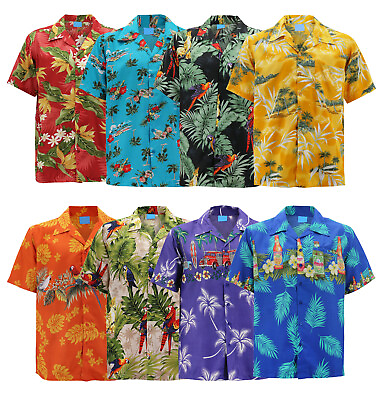 Men#x27;s Hawaiian Beach Luau Casual Tropical Revere Button Up Dress Shirt $20.55